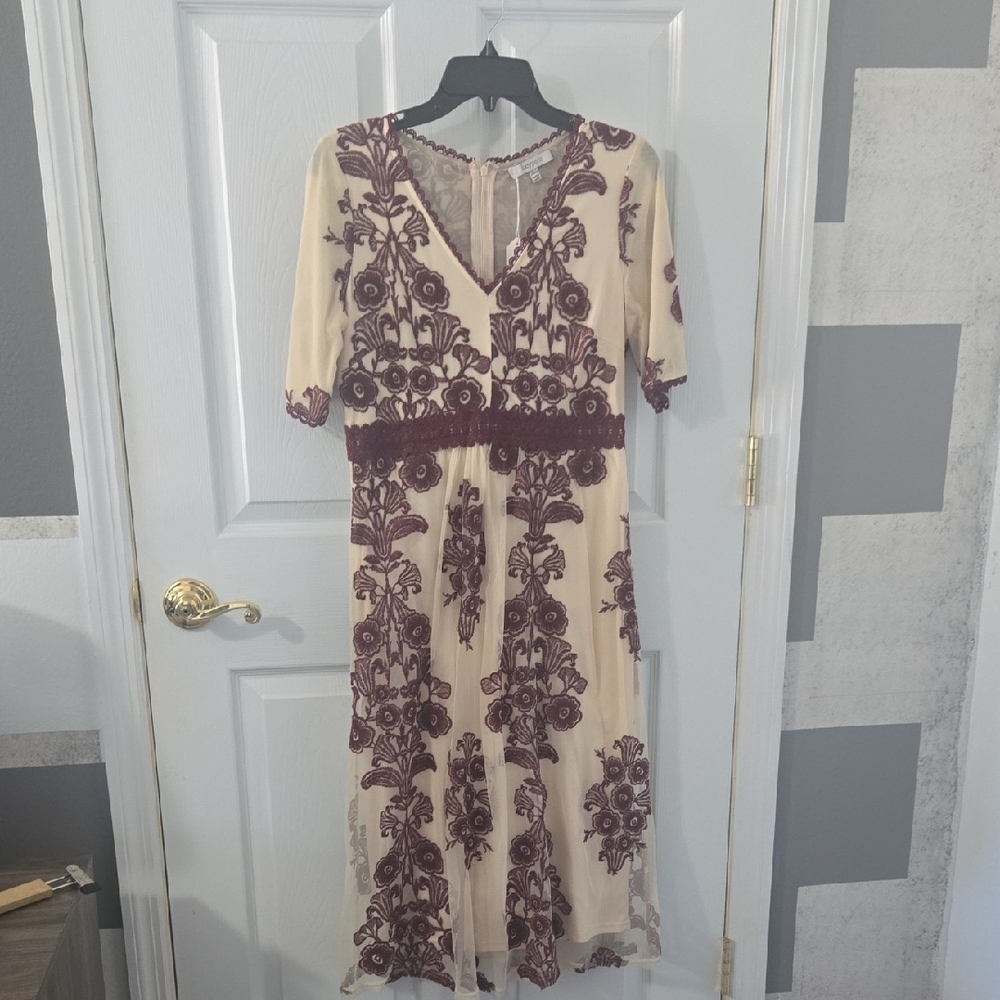 Lucy Paris Cream and Burgundy Dress